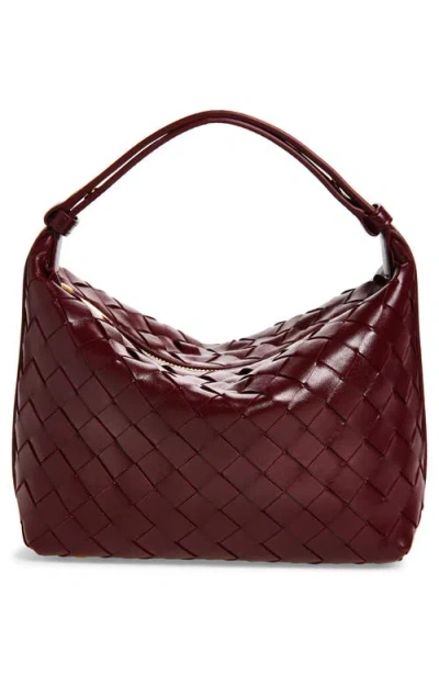 Bottega Veneta Women Wallace Leather Shoulder Bag With Intrecciato Motif In Gold