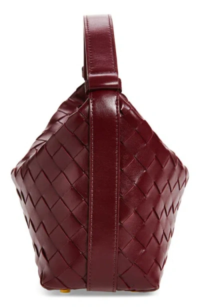 Bottega Veneta Women Wallace Leather Shoulder Bag With Intrecciato Motif In Gold
