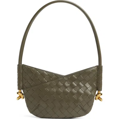 Bottega Veneta Mini Solstice Intrecciato Leather Hobo Bag In Green