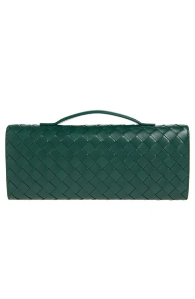Bottega Veneta Womens Andiamo Leather Clutch Bag Emerald Green-m Bras