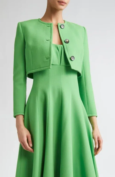 Emilia Wickstead Lizette Cropped Wool-crepe Jacket In Green