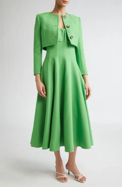 Emilia Wickstead Lizette Cropped Wool-crepe Jacket In Green