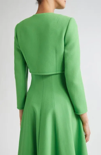 Emilia Wickstead Lizette Cropped Wool-crepe Jacket In Green