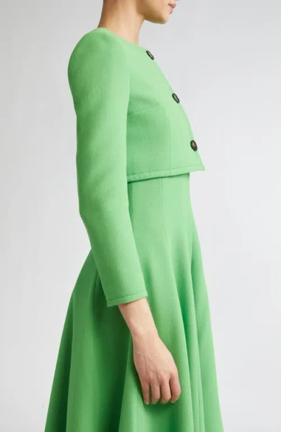 Emilia Wickstead Lizette Cropped Wool-crepe Jacket In Green