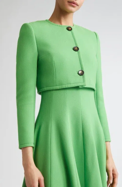 Emilia Wickstead Lizette Cropped Wool-crepe Jacket In Green