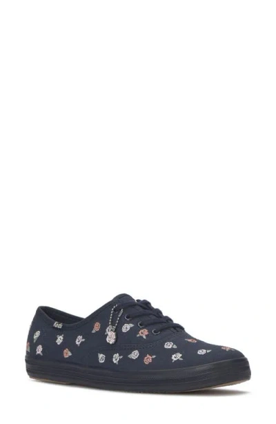 Keds Women's Champion Canvas Rose Embroidery Lace Up Canvas Sneakers In Multi