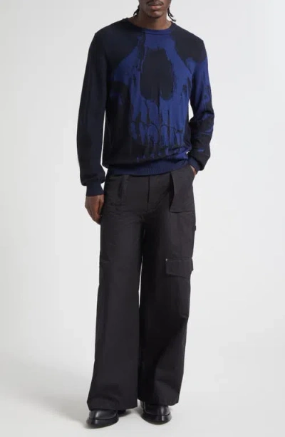 Alexander Mcqueen Mcqueen Skull Double Knit Wool Crewneck Sweater In Multi