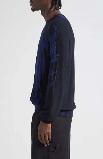 Alexander Mcqueen Mcqueen Skull Double Knit Wool Crewneck Sweater In Multi