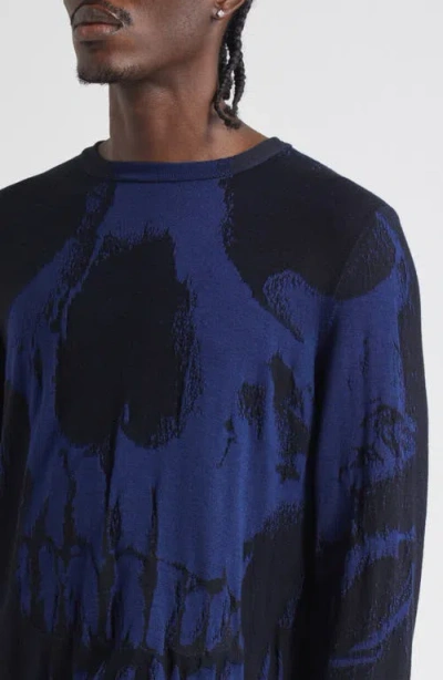 Alexander Mcqueen Mcqueen Skull Double Knit Wool Crewneck Sweater In Multi
