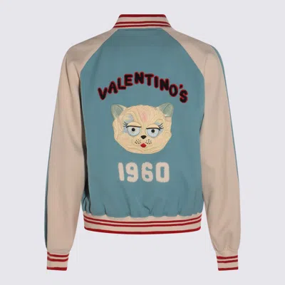 Valentino Bomber Jacket Wool Embroidered Back In Multi