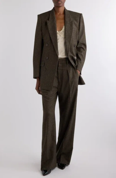 Isabel Marant Wool Blend Straight Pants In Brown