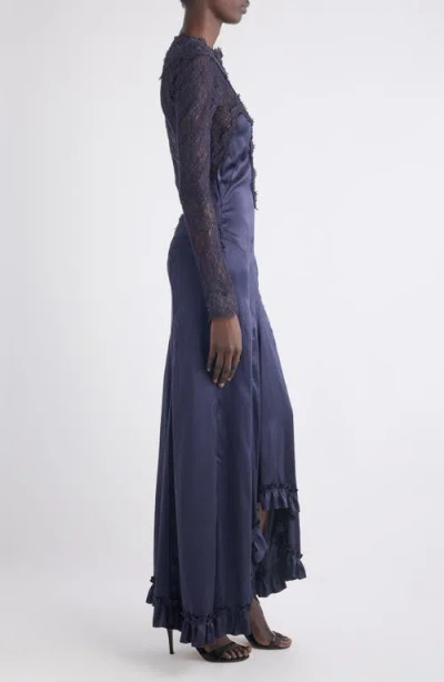 Isabel Marant Dolores Lacy Satin Dress In Black