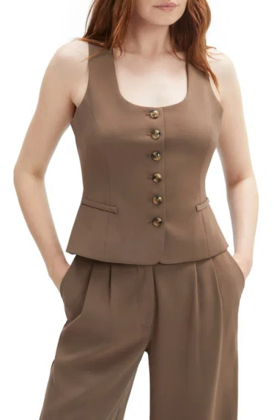 Bardot Azilia Button Through Top In Brown