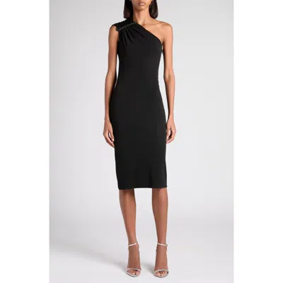 Tom Ford One-shoulder Crystal Embellished Cocktail Dress In Black