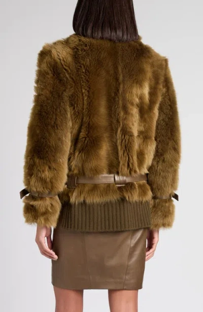 Tom Ford Fur Short Jacket Belted Waist In Black