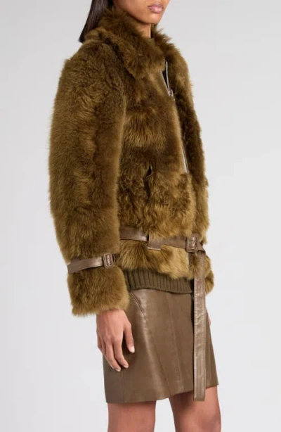 Tom Ford Fur Short Jacket Belted Waist In Black