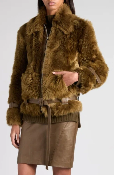 Tom Ford Fur Short Jacket Belted Waist In Black