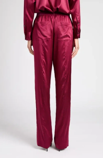 Tom Ford Fuchsia Pants With Elastic Waist With Logo Lettering In Silk Stretch Woman In Purple