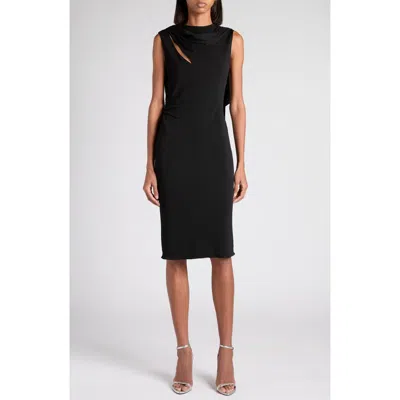 Tom Ford Cutout Shoulder Crepe Jersey Cocktail Dress In Black
