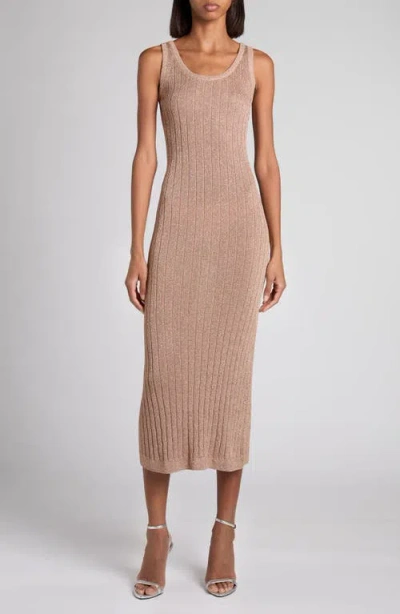 Tom Ford Metallic Rib Knit Sleeveless Midi Dress In Pattern