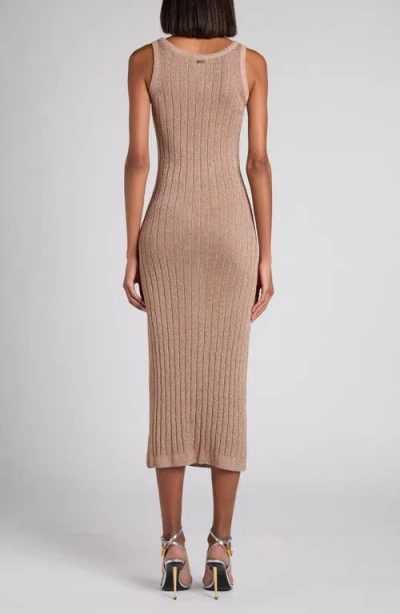 Tom Ford Metallic Rib Knit Sleeveless Midi Dress In Pattern