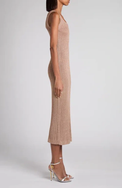 Tom Ford Metallic Rib Knit Sleeveless Midi Dress In Pattern
