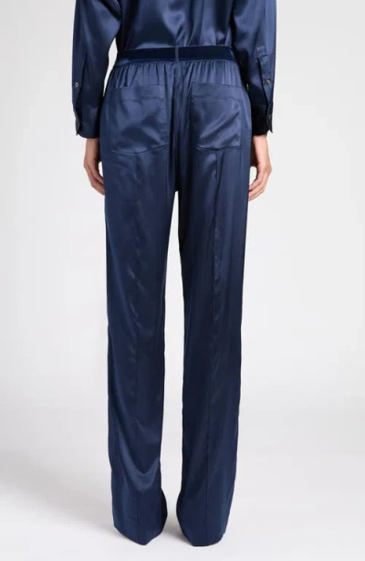 Tom Ford Stretch Silk Satin Pajama Pants In Blue