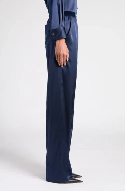 Tom Ford Stretch Silk Satin Pajama Pants In Blue