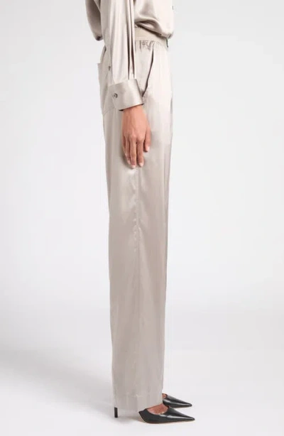 Tom Ford Wide-leg Trousers With Satin Finish In Metallic