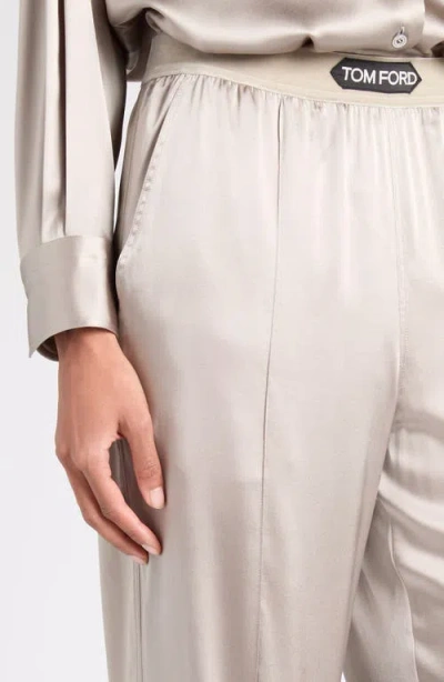 Tom Ford Wide-leg Trousers With Satin Finish In Metallic