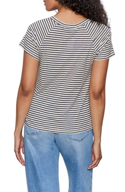 Sanctuary Stripe Notch V-neck Cotton Blend T-shirt In Multi
