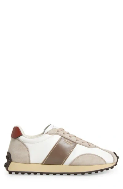 Tod's Fabric And Suede Sneakers With Contrast Panels In White