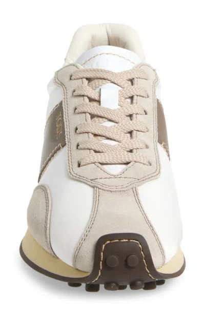 Tod's Fabric And Suede Sneakers With Contrast Panels In White