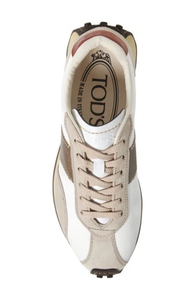 Tod's Fabric And Suede Sneakers With Contrast Panels In White