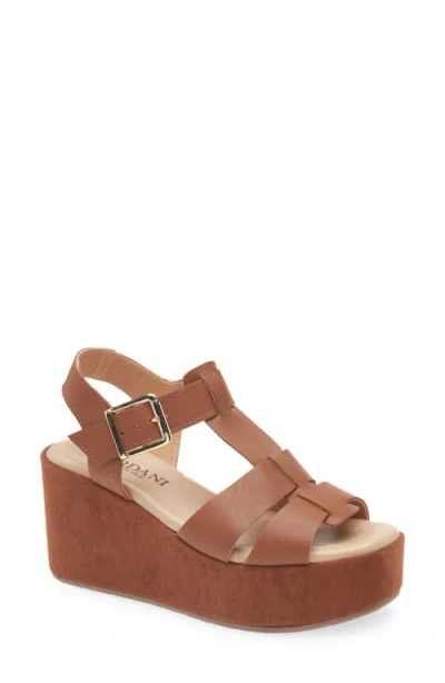 Cordani Jordynn Ankle Strap Platform Wedge Sandal In Brown