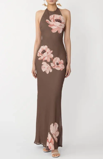 Sau Lee Gwyneth Floral Print Dress In Brown