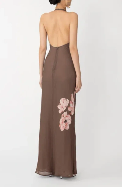 Sau Lee Gwyneth Floral Print Dress In Brown