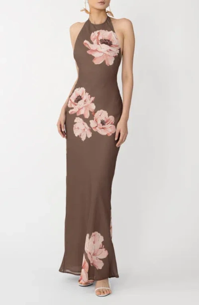 Sau Lee Gwyneth Floral Print Dress In Brown