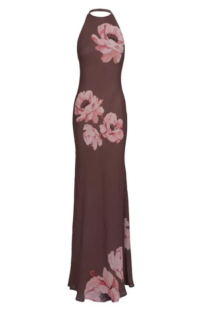 Sau Lee Gwyneth Floral Print Dress In Brown