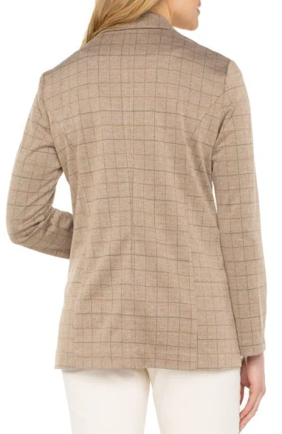 Liverpool Los Angeles Check Open Front Boyfriend Blazer In Brown