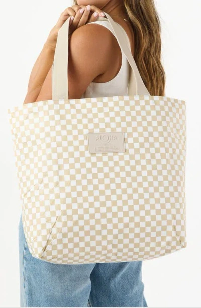 Aloha Collection Day Tripper Petite Check Water Resistant Tyvek® Tote In Neutral