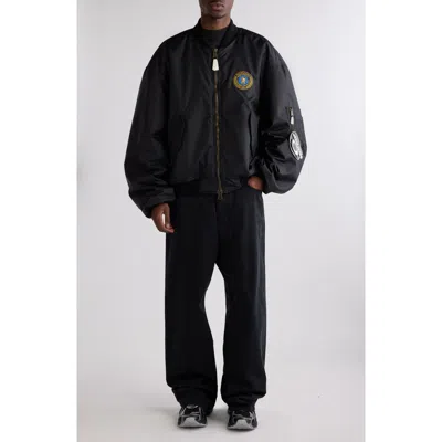 Balenciaga Black Nylon Uniform Merch Large Fit Bomber In Black