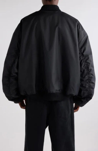 Balenciaga Black Nylon Uniform Merch Large Fit Bomber In Black
