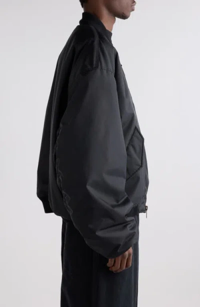 Balenciaga Black Nylon Uniform Merch Large Fit Bomber In Black