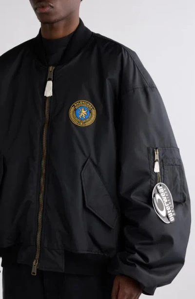 Balenciaga Black Nylon Uniform Merch Large Fit Bomber In Black