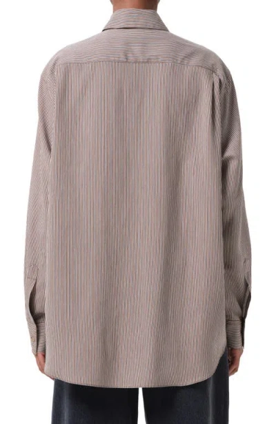 Agolde Aris Stripe Asymmetric Button-up Shirt In Multi