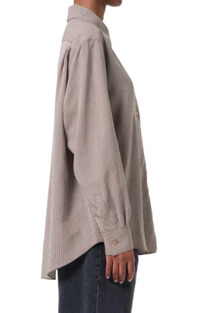 Agolde Aris Stripe Asymmetric Button-up Shirt In Multi