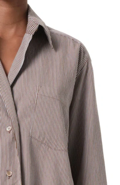 Agolde Aris Stripe Asymmetric Button-up Shirt In Multi