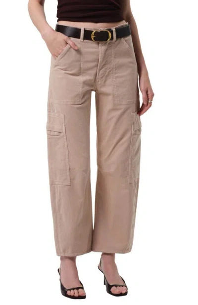 Citizen Of Humanity Citizens Of Humanity Marcelle Low Rise Barrel Corduroy Cargo Pants In Gray