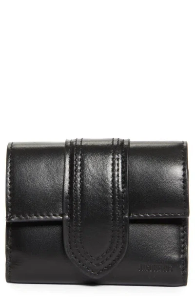 Jacquemus Le Compact Bambino Leather Wallet In Black